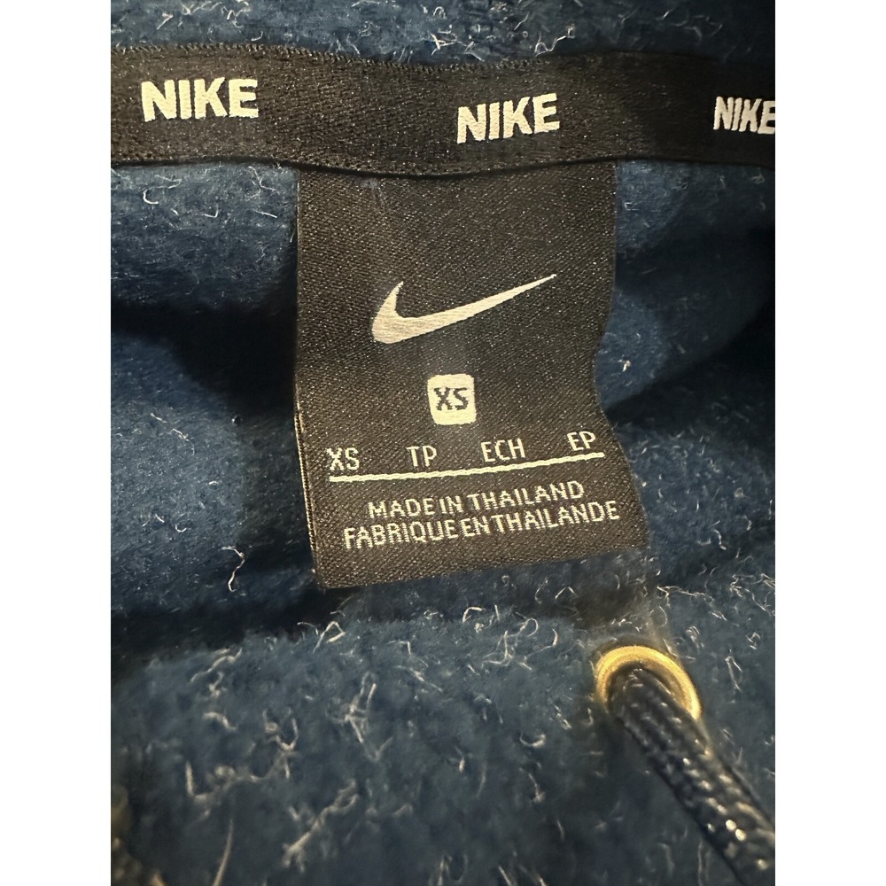 NIKE Fleece Cozy Funnel Cowl Neck Sweatshirt Blue Oversized Pocket Sweater XS - Picture 12 of 16